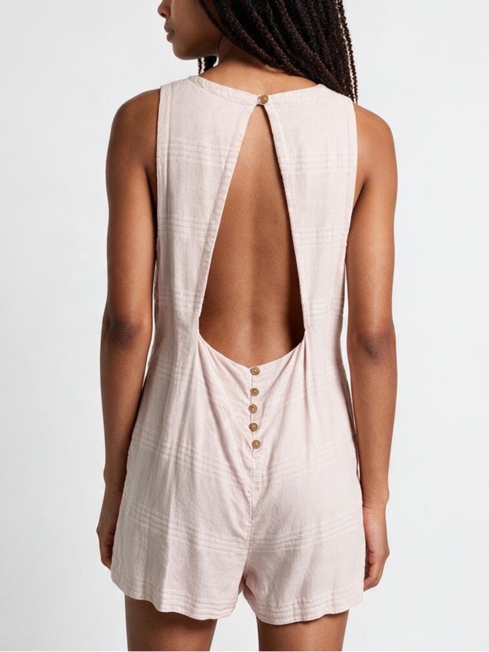 Free People Open Back Short Romper Light Pink